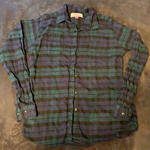 Alpine Lakes Womens Long Sleeve Flannel Plaid Button Up Short Size Medium